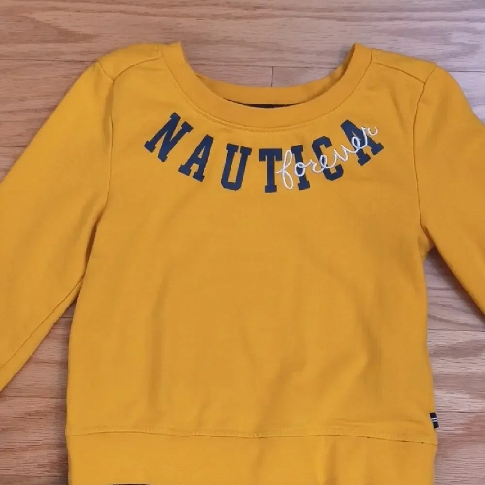 Nautica, Long Sleeve Mustard and Navy Plaid Dress, Size S/7 EUC